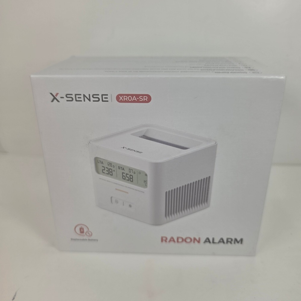X-Sense Radon Detector Alarm XR0A-SR Continuous Home Monitor LCD Screen White